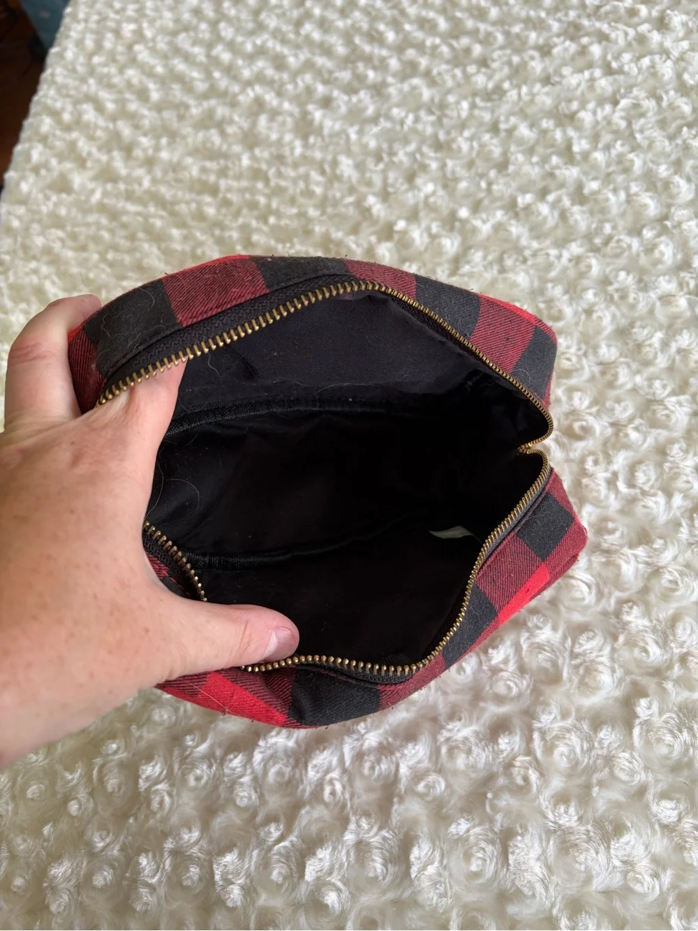 Red & Black Buffalo Plaid Makeup Bag Toiletries Bag